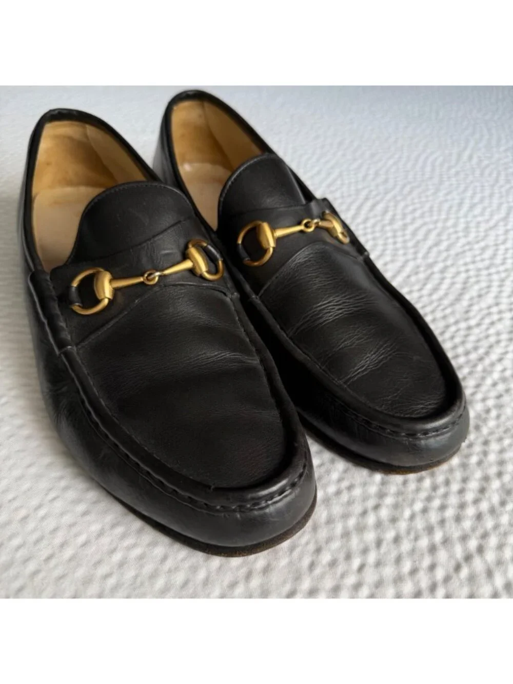 Gucci 1953 Horsebit Loafers Black Leather Mens Shoes Size 44.5 E 11.5 Made In It